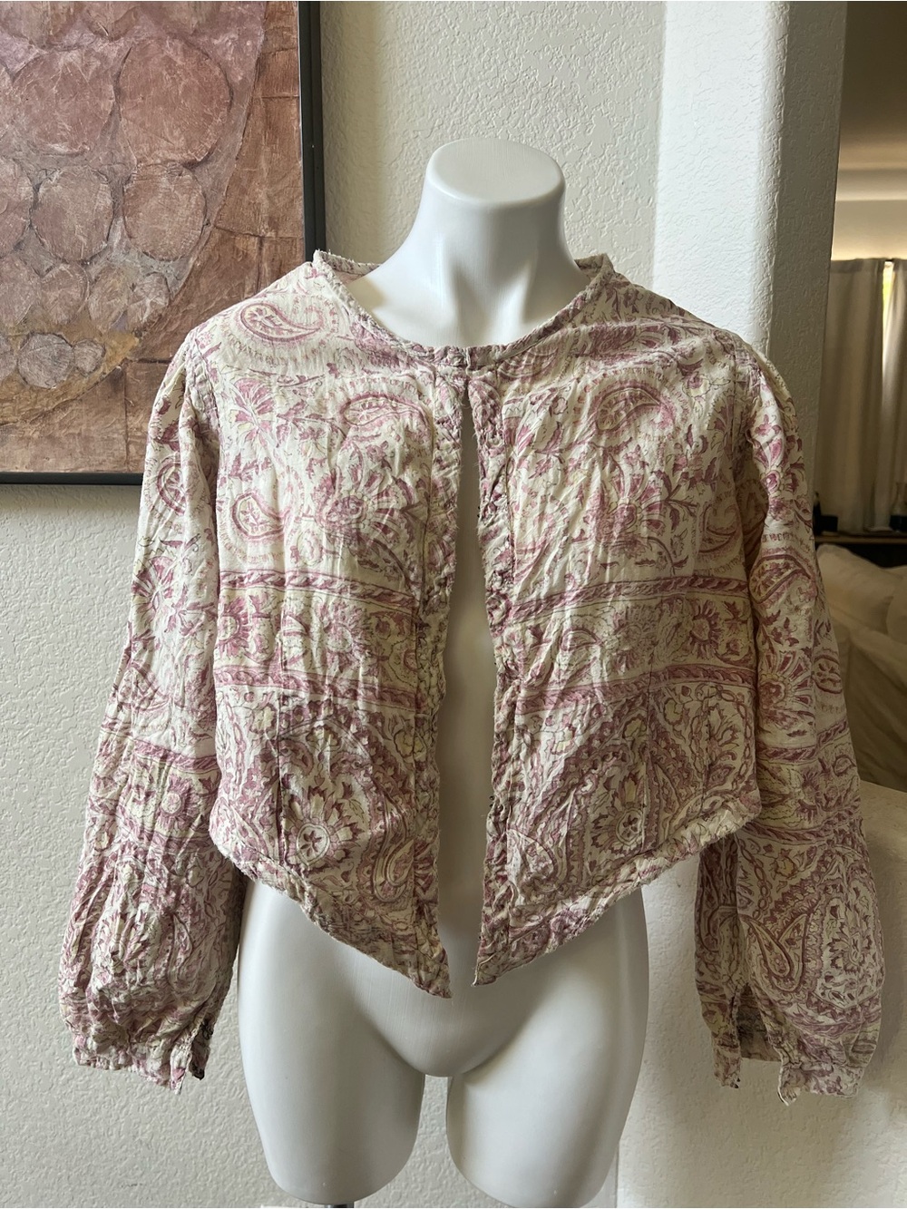 Magnolia Pearl Cream and Dusty Rose Paisley Cropped Jacket